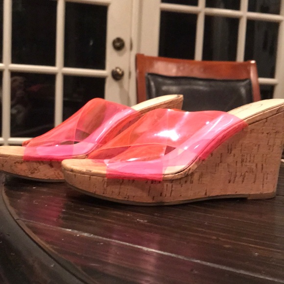 JESSICA SIMPSON NEON PINK CORK SHOES!!!! 🛍🛍🛍👡 - Picture 6 of 6